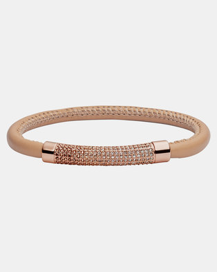 Photo of Fossil Glam Leather Bracelet Rose Gold-plated