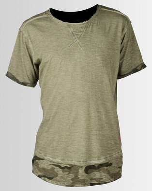 Photo of Ringspun Nordic Camo Detail Washed T-shirt Olive