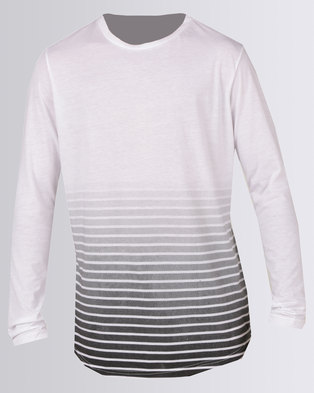 Photo of Unruly Ombre Stripe Round Hem T-Shirt White