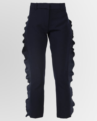 Photo of Closet London Slim Trousers With Frill Navy