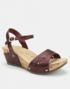 Bata Comfit Laser Cut Wedge Sandals Red Photo