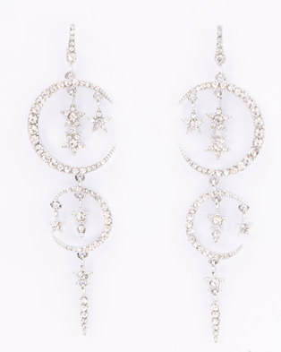 Photo of Miss Maxi Moon And Star Drop Earrings Silver-tone