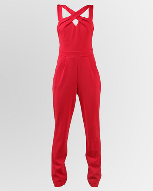 Photo of City Goddess London Cross Over Strap Jumpsuit Red