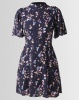 Revenge High Neck Short Sleeve Flare Dress Navy Photo