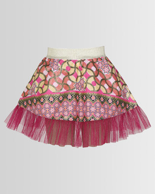 Photo of Kieke Print Skirt With Tulle Frill Pink