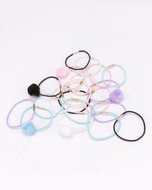Photo of Jewels and Lace 20 Pack PomPom Hair Elastics Multi