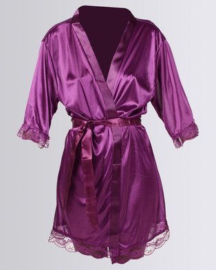 Photo of Royal T Lace Trim Robe Purple