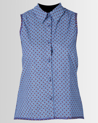 Photo of SHWE The Wearable Library Paige Sleeveless Shirt Blue