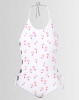 Lu-May Tankini Set Side Detail On Top White Print Photo