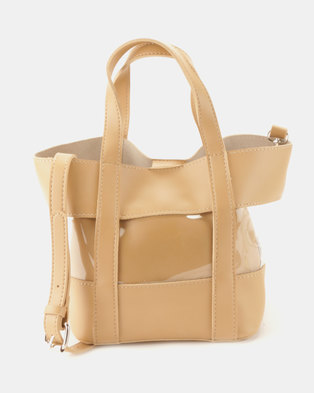 Photo of Joy Collectables Clear and PU Shopper Bag Camel