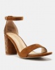 Bata Embellished Block Heel Sandal Camel Photo