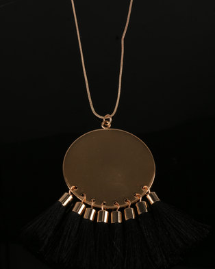 Photo of All Heart Disk and Tassel Necklace Black