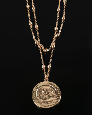 Photo of All Heart Coin Detail Double Layer Necklace Gold Toned