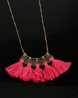 Photo of All Heart Fan Tassel Necklace Pink