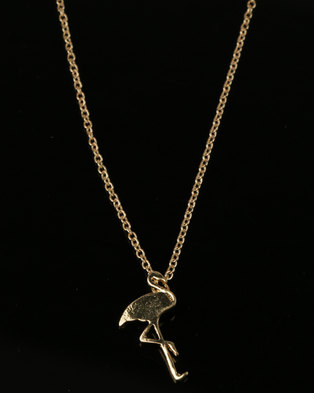 Photo of All Heart Flamingo Necklace Gold-Tone