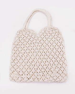 Photo of All Heart White Woven Straw Shopper Bag White