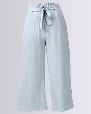 Photo of New Look Crepe Tie Waist Cropped Trousers Pale Blue