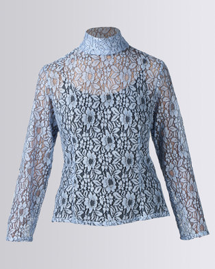 Photo of MmusoMaxwell Lace Blouse Dusk Blue