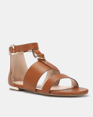 Photo of Bata Red Label Metal Trim Flat Sandals Tan Photo of Bata Red Label Metal Trim Flat Sandals Tan