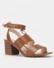 Bata Red Label Block Heel Metal Trim Sandals Brown Photo