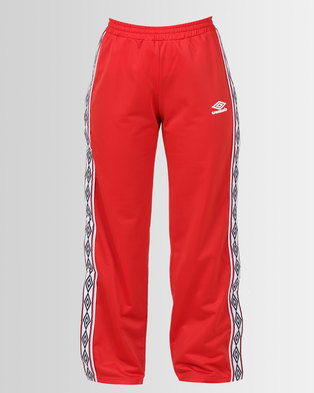 Photo of Umbro X Misguided Taped Tricot Track Pants Aurora Red