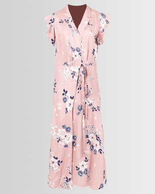 Photo of Paige Smith Wrap Short Sleeve Floral Dress Pink