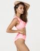 Brave Soul Frilly Striped Bikini Top Coral/White Photo