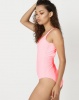 Brave Soul Low Back Striped Swimsuit Coral/White Photo