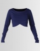 Brave Soul Long Sleeve Mock Wrap Top Navy Photo