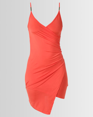 Photo of New Look Hardware Strap Asymmetric Wrap Dress Bright Orange