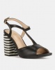 Bata Ladies Square Heel T Bar Back Strap Sandals Black Photo