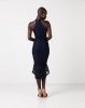 AX Paris Lace Choker Neck Midi Dress Navy Photo