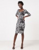 City Goddess London Printed Midi Dress with 3/4 Sleeves Multi Photo