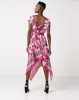 City Goddess London Printed Midi Summer Dress Red Photo