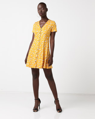 Photo of New Look Floral Soft Touch Button Through Dress Yellow