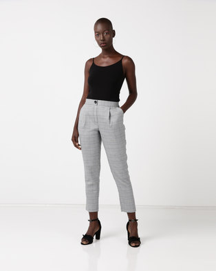 Photo of New Look Prince of Wales Check Tapered Trousers Grey