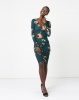 AX Paris Printed Ruched Midi Dress Teal Photo