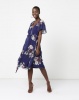 City Goddess London Floral Print Midi Dress With Flutter Sleeves Purple Photo