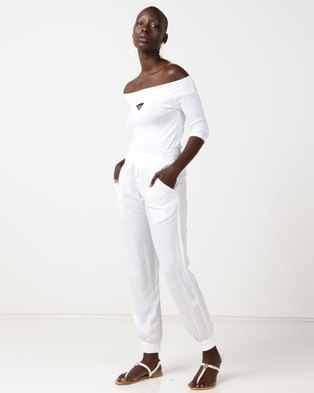 Photo of Slick Astrid Styled Pant With Cuff Plain White