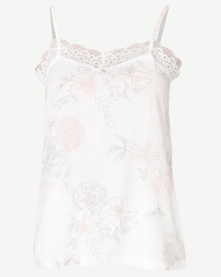Photo of Poppy Divine Printed Strappy Top Ivory With Print Blush/Grey