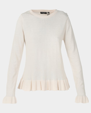 Photo of Brave Soul Peplum Jumper With Flute Sleeve Oyster