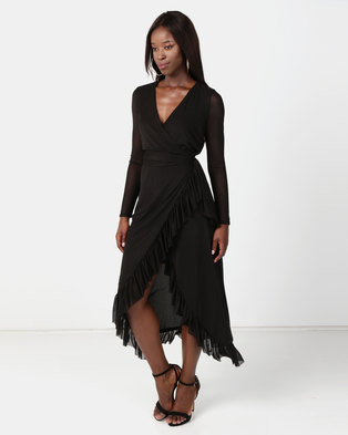 Photo of NA-KD Mesh Wrap Waist Dress Black