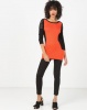 Vero Moda Shoulder Detail Side Panel Long Knit Jersey Orange/Black Photo