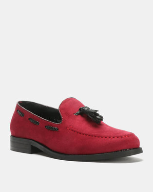 Photo of PC Tassel Moccasin Shoes Burgundy Bear