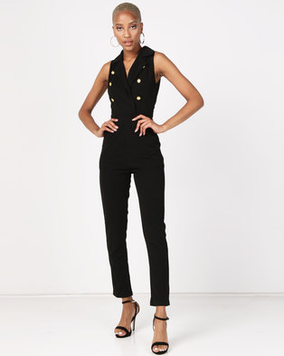 Photo of AX Paris Sleeveless Jumpsuit With Military Buttons Black