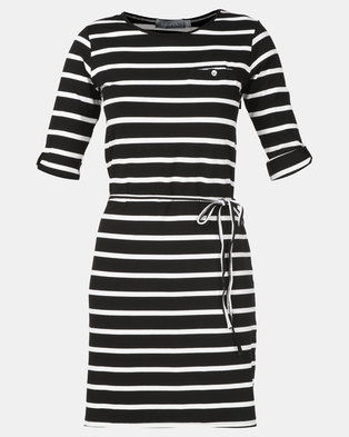 Photo of Utopia 3/4 Sleeve Basic T-Shirt Dress Black/White Stripe