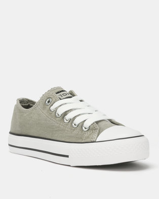 Photo of Tomy Takkies Ladies Grey Washed Tomy Canvas Lace Ups Grey