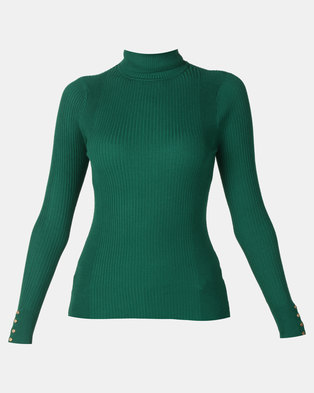 Photo of New Look Roll Neck Popper Cuff Top Green