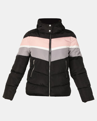 Photo of New Look Colour Block Puffer Jacket Black