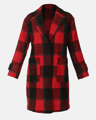 Photo of New Look Check Longline Coat Red